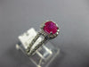ESTATE 1.28CT DIAMOND & AAA RUBY 14KT WHITE GOLD 3D CLASSIC HALO ENGAGEMENT RING