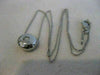 ANTIQUE ROUND DIAMOND SOLITAIRE 14KT WHITE GOLD PENDANT + CHAIN