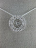 .15CT DANCING DIAMOND 14KT YELLOW GOLD 3D ROUND CLUSTER FLOWER FLOATING PENDANT