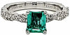 1.48CT DIAMOND & AAA EMERALD 18KT WHITE GOLD ROUND & EMERALD CUT SOLITAIRE RING