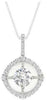 ESTATE .33CT DIAMOND 14KT WHITE GOLD 3D SOLITAIRE ROUND HALO FLOATING PENDANT