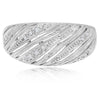 WIDE .09CT DIAMOND 14KT WHITE GOLD MULTI ROW DIAGONAL FILIGREE ANNIVERSARY RING