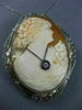 ANTIQUE MASSIVE OLD MIND DIAMOND 14K WHITE GOLD 3D LADY CAMEO PIN PENDANT #25578