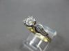 ESTATE .88CT DIAMOND 14KT 2 TONE GOLD 3D ROUND & BAGUETTE ENGAGEMENT RING #27991