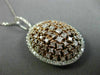 ESTATE LARGE 2.01CT WHITE & PINK DIAMOND 18K 2 TONE GOLD 3D CLUSTER OVAL PENDANT