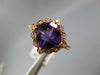 WIDE 2.51CT DIAMOND & AAA AMETHYST 14KT ROSE GOLD CUSHION & ROUND FILIGREE RING