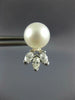 LARGE .90CT DIAMOND & AAA SOUTH SEA PEARL 14KT WHITE GOLD 3D STUD EARRINGS #2917