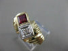 ANTIQUE .95CT OLD MINE DIAMOND & RUBELLITE 14K 2 TONE GOLD SWIRL MENS RING 19295