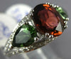 ESTATE 3.14CT DIAMOND & AAA GARNET & AAA PERIDOT 18KT WHITE GOLD OVAL FUN RING
