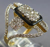 LARGE 1.23CT DIAMOND & ENAMEL 14KT YELLOW 3D GOLD ROUND CLUSTER SQUARE FUN RING