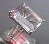 LARGE 8.3CT DIAMOND & AAA KUNZITE 18KT WHITE GOLD 3D EMERALD CUT ENGAGEMENT RING