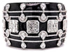 EXTRA LARGE 10.50CT DIAMOND & BLACK ENAMEL 18KT WHITE GOLD CUFF BANGLE BRACELET
