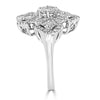 LARGE 1.29CT DIAMOND 18K WHITE GOLD 3D ROUND & BAGUETTE FLOWER MULTI SQUARE RING