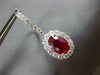 LARGE 6.37CT DIAMOND & AAA RUBY 18KT WHITE GOLD 3D OVAL & ROUND HANGING EARRINGS