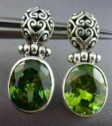 ESTATE 4CT AAA EXTRA FACET PERIDOT 925 SILVER 3D FILIGREE HANGING EARRINGS 25475