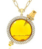 LARGE 6.32CT DIAMOND & AAA CITRINE 18K YELLOW GOLD PERFUME SPRAY CAN FUN PENDANT