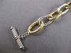 LARGE & LONG .98CT DIAMOND 14KT 2 TONE GOLD 3D OVAL LINK TOGGLE LOVE BRACELET