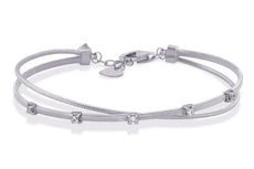 .2CT DIAMOND 14K WHITE GOLD ROUND 5 STONE BY THE YARD HEART LOVE BANGLE BRACELET