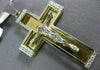 ESTATE EXTRA LARGE .35CT DIAMOND 14K WHITE & YELLOW GOLD 3D CROSS PENDANT #12474