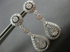 ESTATE 1.46CT DIAMOND 14KT WHITE GOLD ROUND & PEAR SHAPE HANGING EARRINGS #26799
