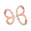 ESTATE .75CT DIAMOND 18KT ROSE GOLD 3D CLASSIC DOUBLE OPEN HEART LOVE RING