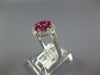 ESTATE 1.24CT DIAMOND & AAA RUBY 14KT WHITE GOLD ROUND CLUSTER FLOWER LOVE RING