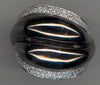 WIDE .71CT WHITE & BLACK DIAMOND 14KT WHITE GOLD DOME SHAPE CRISS CROSS FUN RING
