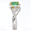 WIDE 1.93CT DIAMOND & AAA EMERALD 18KT 2 TONE GOLD CUSHION HALO ENGAGEMENT RING