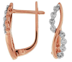 ESTATE .36CT DIAMOND 14KT ROSE GOLD ROUND CRISS CROSS LEVERBACK HANGING EARRINGS
