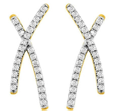 ESTATE .50CT DIAMOND 14KT YELLOW GOLD 3D CLASSIC X LOVE STUD EARRINGS