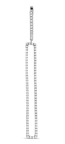 .63CT DIAMOND 14KT WHITE GOLD RECTANGULAR ELONGATED LEVERBACK HANGING EARRINGS
