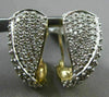ESTATE .57CT DIAMOND 14KT WHITE & YELLOW GOLD 3D ELONGATED PAVE CLIP ON EARRINGS