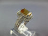 WIDE 2.14CT DIAMOND AAA CITRINE 14KT WHITE GOLD EMERALD CUT HALO ENGAGEMENT RING