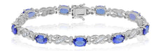 7.76CT DIAMOND & AAA TANZANITE 18KT WHITE GOLD 3D OVAL ROUND & BAGUETTE BRACELET