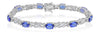 7.76CT DIAMOND & AAA TANZANITE 18KT WHITE GOLD 3D OVAL ROUND & BAGUETTE BRACELET