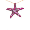 LARGE 2.97CT AAA WHITE & MULTI COLOR PINK SAPPHIRE 18KT ROSE GOLD LUCKY PENDANT