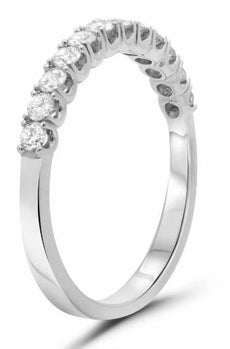 ESTATE .43CT DIAMOND 14K WHITE GOLD 9 STONE ROUND PRONG CLASSIC ANNIVERSARY RING