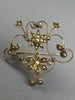 ANTIQUE VICTORIAN 14K YELLOW GOLD AAA PEARL HANDCRAFTED FILIGREE STAR PIN BROOCH