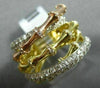 ESTATE LARGE 1.42CT DIAMOND 14KT WHITE YELLOW & ROSE GOLD MULTI ROW BAMBOO RING