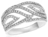 ESTATE .47CT DIAMOND 14KT WHITE GOLD 3D CLASSIC MULTI LEAF CRISS CROSS FUN RING