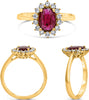 1.39CT DIAMOND & AAA RUBY 14K YELLOW GOLD 3D OVAL & ROUND FLOWER ENGAGEMENT RING