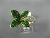 ESTATE LARGE 1.05CT DIAMOND & AAA TSAVORITE 14KT YELLOW GOLD 3D FLOWER LOVE RING