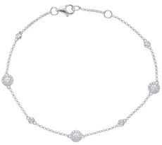.39CT DIAMOND 14KT WHITE GOLD 3D CLASSIC FLOWER BY THE YARD LOVE TENNIS BRACELET