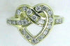 ESTATE .52CT DIAMOND 14KT YELLOW GOLD 3D HEART SHAPE LOVE KNOT FUN RING