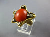 ESTATE .26CT DIAMOND & AAA CORAL 18KT YELLOW GOLD OVAL & ROUND STARFISH FUN RING