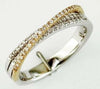 ESTATE .25CT DIAMOND 14KT 2 TONE GOLD 3D THREE ROW CLASSIC CRISS CROSS LOVE RING