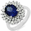 ESTATE LARGE 3.90CT DIAMOND & AAA TANZANITE 14KT WHITE GOLD HALO ENGAGEMENT RING