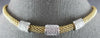 ESTATE .75CT DIAMOND 14KT 2 TONE GOLD PAVE SQUARE BY THE YARD MESH LOVE NECKLACE