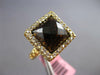 LARGE 7.48CT DIAMOND & AAA SMOKEY TOPAZ 14KT YELLOW GOLD CUSHION FILIGREE RING