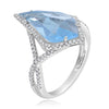 4.04CT DIAMOND & AAA BLUE TOPAZ 14KT WHITE GOLD PEAR SHAPE & ROUND INFINITY RING